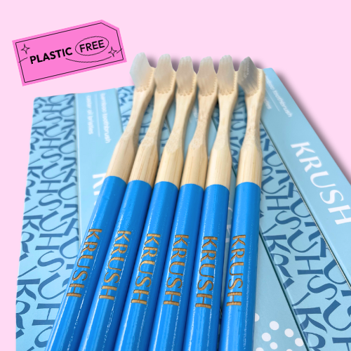 6 x Krushbrush - Bamboo Toothbrush with Soft Castor Oil Bristles