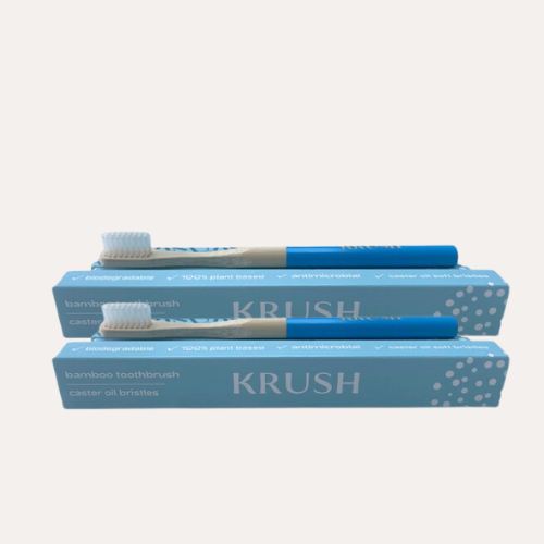 2 x Krushbrush - Bamboo Toothbrush with Soft Castor Oil Bristles
