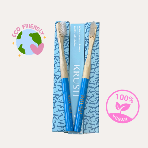 2 x Krushbrush - Bamboo Toothbrush with Soft Castor Oil Bristles