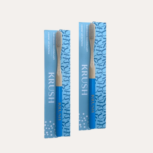 2 x Krushbrush - Bamboo Toothbrush with Soft Castor Oil Bristles